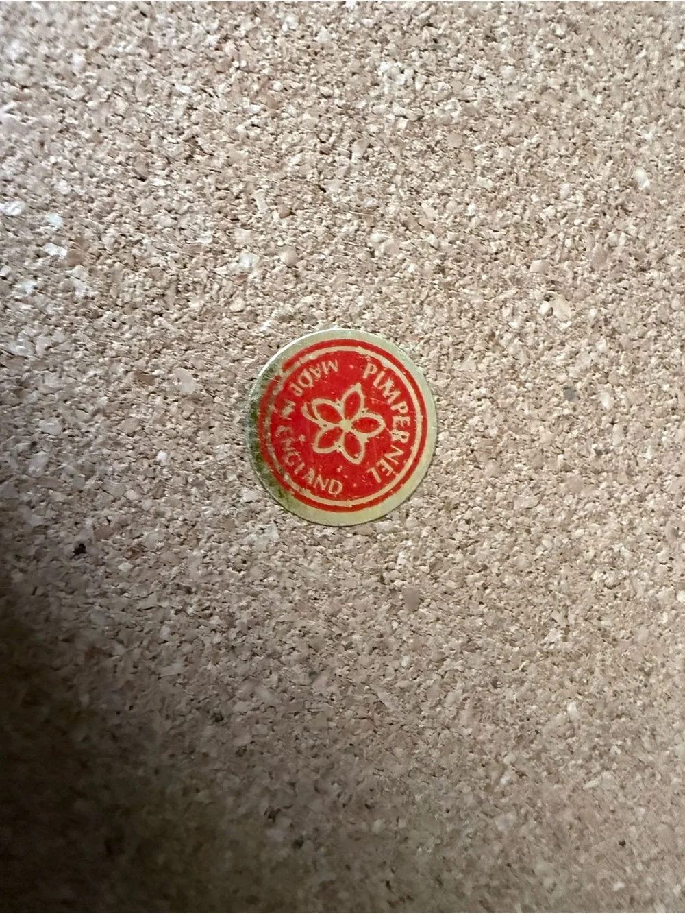 Pimpernel Red and Cream Round Floral Logo Sticker